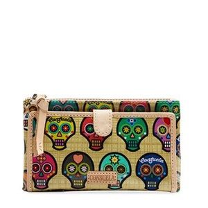 Consuela Sugar Skulls Slim Wallet NWT Leather New